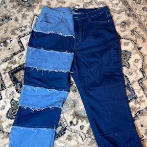 Fashion nova curve patchwork jeans
